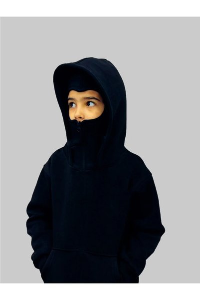 HAI COLLECTİON سويت شيرت بقلنسوة منقوش عليه نينجا للأطفال مع جيوب، مقاس كبير،...