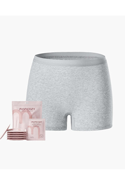 Momcozy - 100% Cotton Disposable Postpartum Boyshorts Grey, Pack of 7 - M