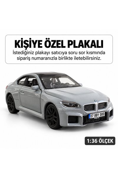 bebeym Bmw M2 Metal Araba - Kişiye Özel Plakalı - Nardo Gri