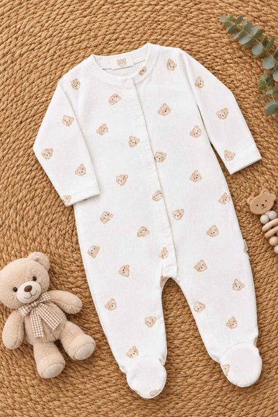 DEFNE LİNA BABY Baby Boy Newborn 100% Cotton Patterned 2-Piece Jumpsuit Set with Booties 3-6 Months