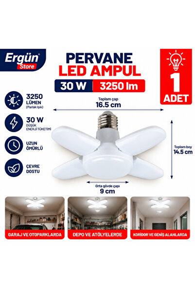 Ergün Store Pervane Ampul 30W 3250lm Beyaz 1 Adet