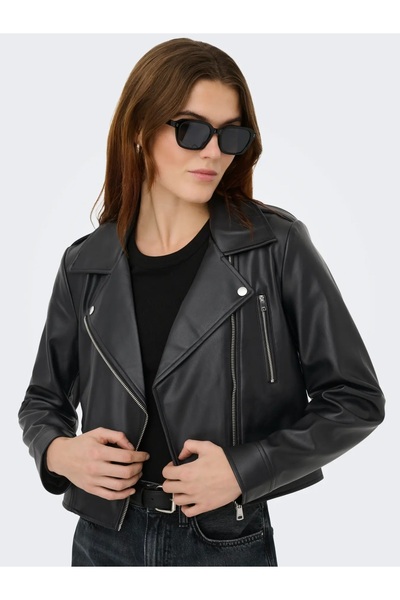ONLY Onl Faux Leather Noos Kadın Suni Deri Mont Black Siyah