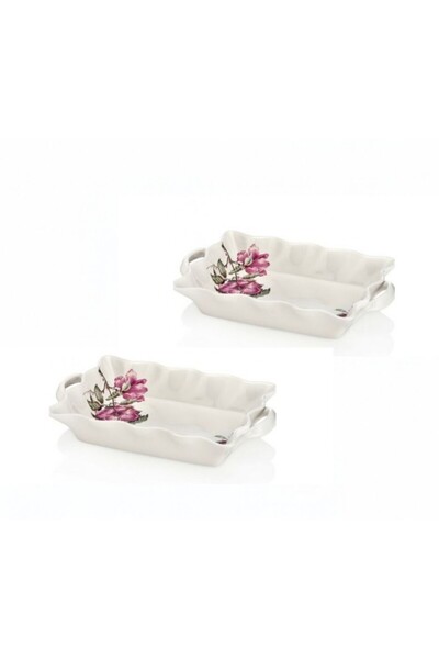 Generic Brand Noble Life 2-Piece Violet Pattern Rectangular Serving Set with ...