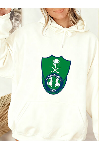 MUZİ Al‑Ahli Saudi FC 1937 Logo Print HoodieUnisex Casual Loose Pullover Hood...