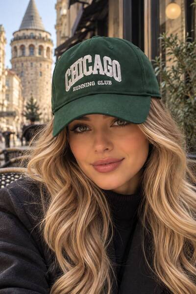 MARBERRY Green Embroidered Cap Women's Hat