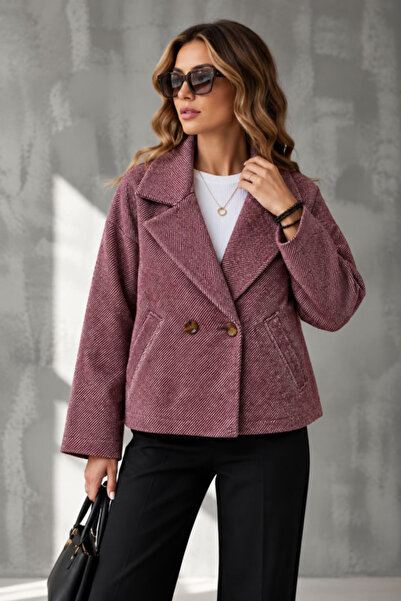 Kokosh moda Διπλόστρωτο κοντό μπουφάν/παλτό από ύφασμα κασμίρι με ριγέ σχέδιο...