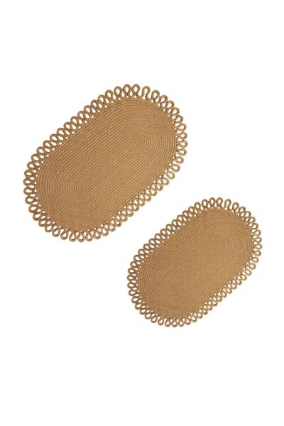 Comfort Craft Arlen Jute 2-Piece Large Size Bath Mat Set (60X100 + 50X80 cm) ...