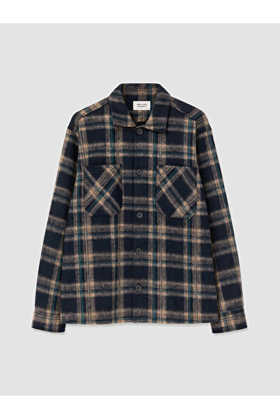 LC Waikiki Ozmarka New Season Navy Blue Regular Fit Plaid Men's Shirt Jacket