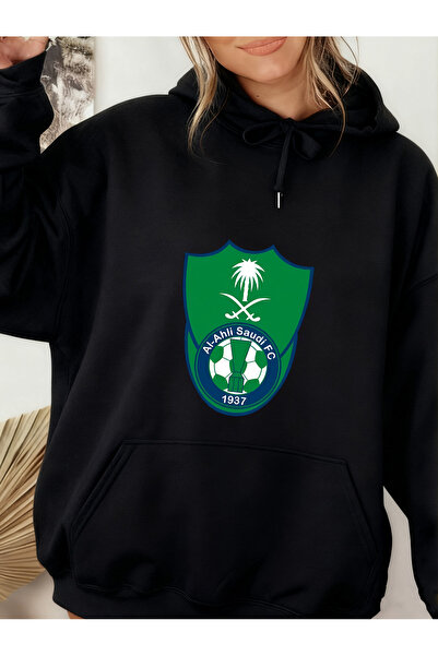 MUZİ Al‑Ahli Saudi FC 1937 Logo Print HoodieUnisex Casual Loose Pullover Hood...