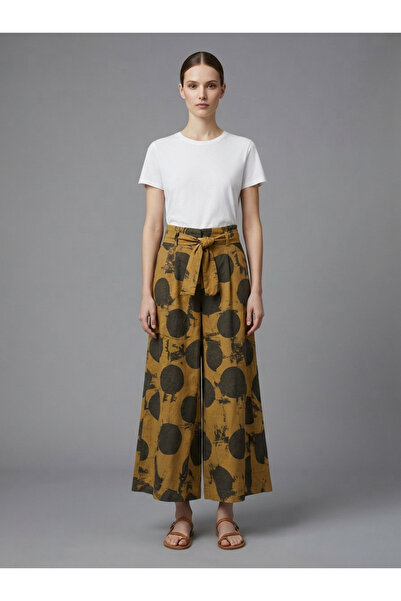 Sierra otantik Women's High Waist Belted Wide Leg Polka Dot Velvet Textured T...