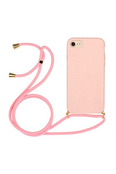 OEM Θήκη σιλικόνης TPU με κορδόνι ώμου για iPhone SE (2ης γενιάς) / 8 / 7 - Ροζ