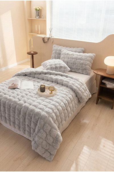 baladı home ev tekstil home collection kalın peluş yatak örtüsü tek kişilik (...
