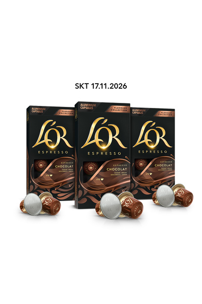 L'OR Çikolata Aromalı Nespresso Uyumlu Alüminyum Kapsül Kahve 10'lu x 3