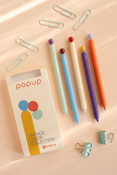 PAPERORA Kaco x POPUP Vintage Party 0.5 mm Jel Kalem Seti (Siyah Mürekkep)