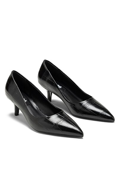 Dedos Kadın Kısa Topuklu Düz Stiletto Cracco Desenli Mat Yüzeyli Gündelik Top...