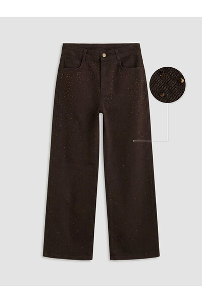 LC Waikiki Wideleg Taşlı Kız Çocuk Jean Pantolon