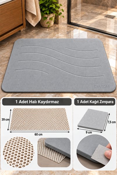DİATOM Dalga model Banyo paspası Su emici paspas diatomite mat abdest paspası duşakabin önü banyo matı lavabo önü paspas
