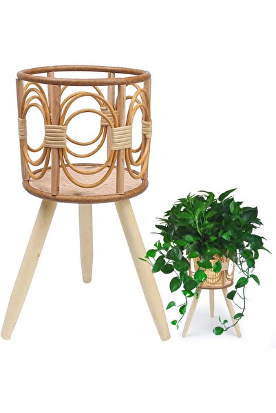 Generic Rattan Plant Stand, Wicker Plants Baskets Indoor, Handmade Woven Wood...