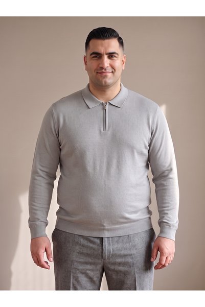 Maccali Hanorac larg pentru bărbați, din tricot, gri, mărime mare