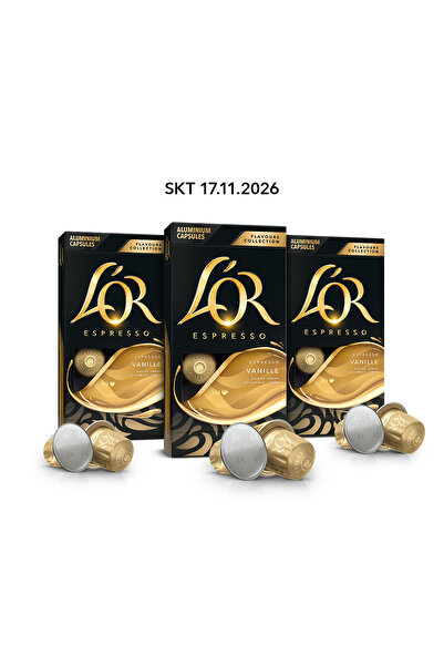 L'OR Vanilya Aromalı Nespresso Uyumlu Alüminyum Kapsül Kahve 10'lu x 3