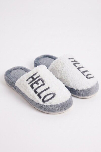 hadiora Hello Written Παντόφλες Σπιτιού από Λούτρινο Υλικό - Άνετα Παπούτσια ...