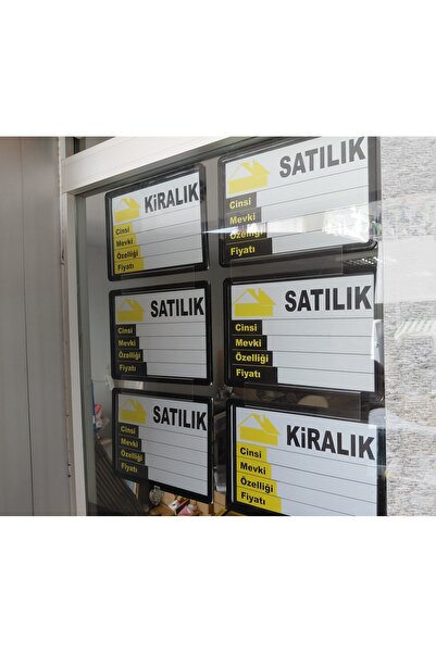 306-L TİP ASKILI EMLAK VİTRİN ÇERÇEVE - 6 ADET - PROFİLLİ, CAM BÖLMELİ VİTRİN İÇİN
