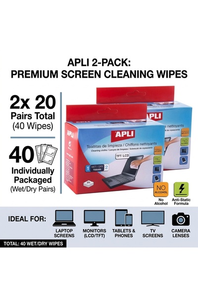 HYVESTO Set 2 Cutii Servetele pentru Curatare Ecran (2x 20 Perechi Servetele ...