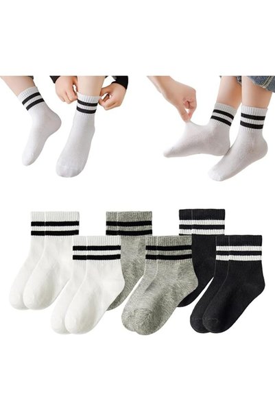 Goodern Striped Socks for Kids,6 Pairs Breathable Soft Comfortable Cotton Cre...