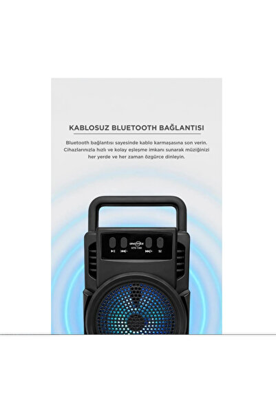 zerzembe GTS-1360 Bluetooth Hoparlör Kablosuz Taşınabilir Speaker | Extra Bass | Rgb LED Işıklı | Usb/tf Kart/aux Destekli | Fm Radyo |