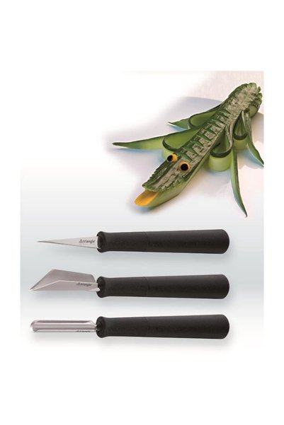 MATFER Set de cuțite triunghiulare pentru sculptat, 3 piese, pentru sculptarea fructelor și legumelor