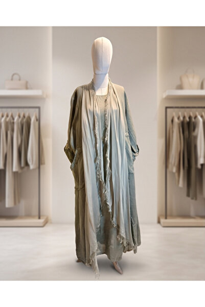 Lino Women's Natural Linen Sleeveless Dress & Silk Blend Tassel Detailed Long...
