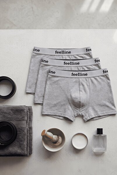 hadiora Men's Gray 3-Pack Cotton Lycra Comfortable Fit Boxers