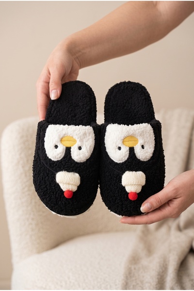Slipcat Kadın Peluş, Penguen Figürlü, Yumuşak, Kışlık Ev Terliği