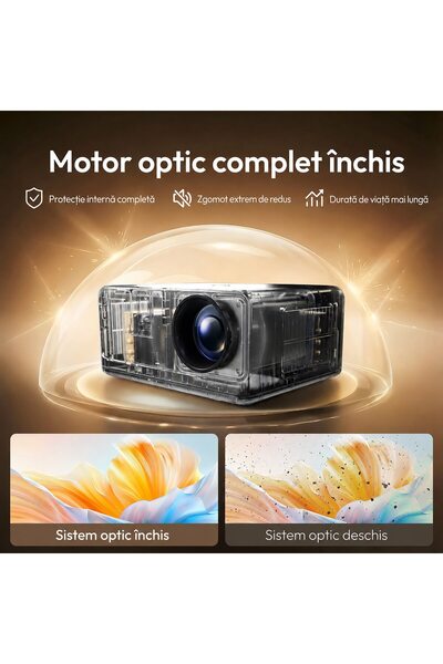 BYINTEK Proiector inteligent LOVE 5 U14 Pro, 1500 ANSI, Full HD 1080P nativ, 4K, Android 11, 2GB RAM, 32GB, Wi-Fi Dual Band, Bluetooth 5.0, autofocus, corecție automată a trapezului, MEMC, HDR10, 20000:1 c