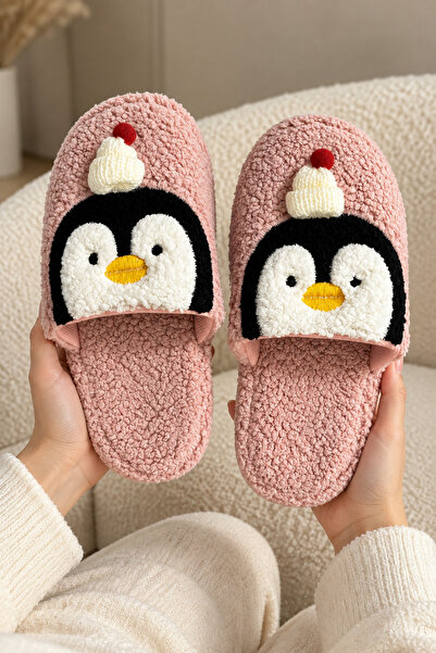 Slipcat Kadın Peluş, Penguen Figürlü, Yumuşak, Kışlık Ev Terliği