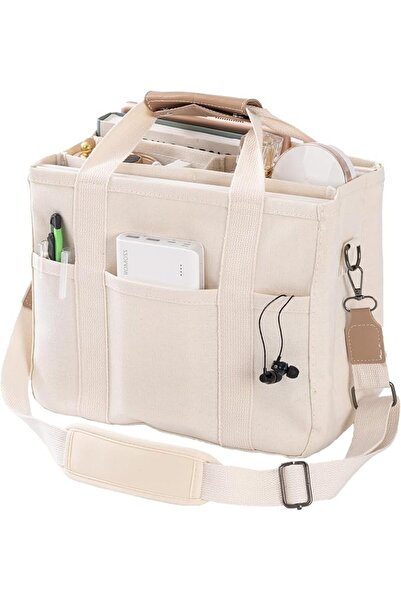 The of Jiechen daily Canvas Tote Bag with Multi Pockets Crossbody Tote Bag fo...