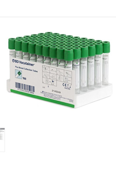 Vacutainer Yeşil Kapaklı Tüp 10 ml 16 mm x 100 mm 367526 - Kutu/100