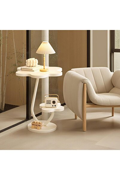 Generic طاولة جانبية صغيرة عصرية، طاولة جانبية خشبية مستديرة من طبقتين، منضدة...