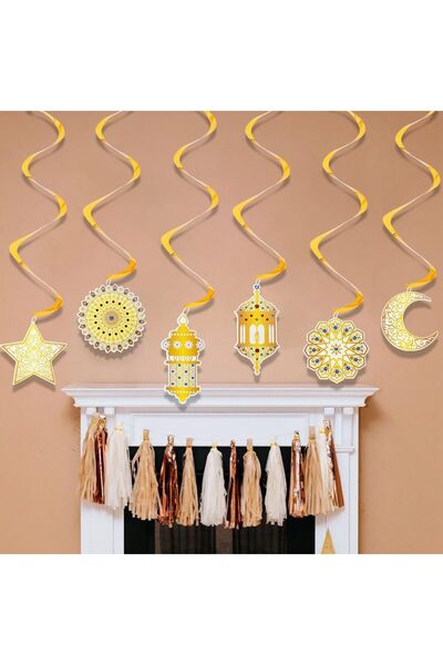 Generic زينة رمضان مبارك للمنزل، 6 قطع من دوامات رمضان كريم المعلقة، ديكورات ...