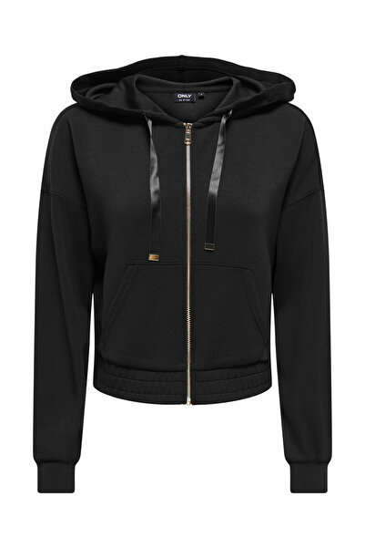 ONLY Onlmyra L/S Hoodie με φερμουάρ και κουκούλα, μαύρο γυναικείο φούτερ 1538...