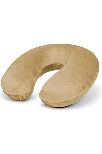 Generic وسادة رقبة مخملية على شكل حرف U للسفر، 30×25×10 سم، لون بيج