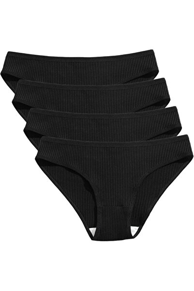 Generic High Cut Cotton Underwear Panties Briefs for Women With Knitting Ribb...