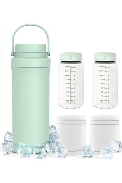 Generic Breast Milk Cooler Bottle, 20-Hour Portable Insulated Cooler with 2 B...