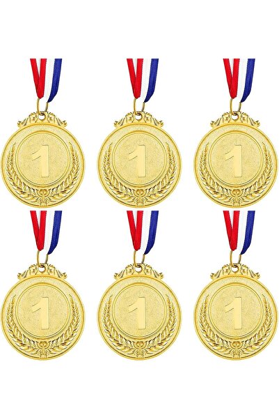 Generic ميداليات للجوائز، 6 قطع من الميداليات الذهبية المعدنية مع شريط، ميدال...