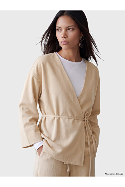 LC Waikiki Rmz Gi̇yi̇m Farkiyla Double-Breasted Roba Collar Women's Tunic