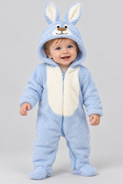 BEBEKİZ Bebek Welsoft Peluş Tavşan Kulaklı Tulum Kapüşonlu Fermuarlı Patikli ...