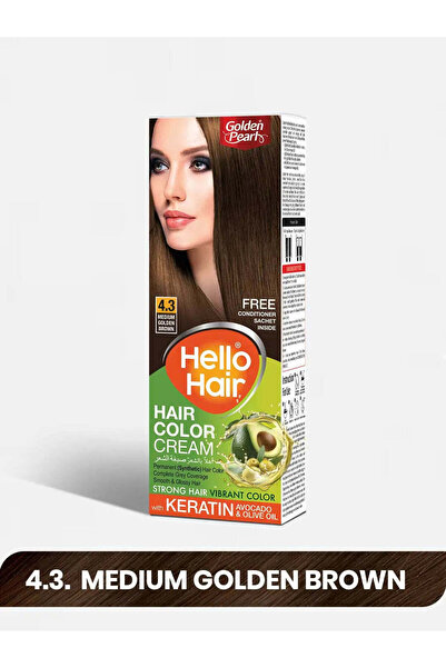 Golden pearl Medium Golden Brown Hello Hair Color Cream 4.3 | Strong Hair Vib...