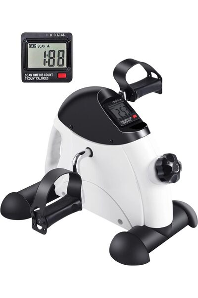 Generic Under Desk Exercise Bike, White, LCD Display, Pedal Controls