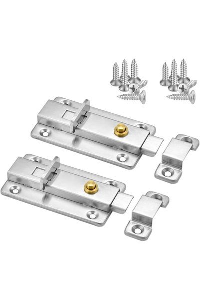 Generic Door Sliding Bolt Latch, 3.4 in Sliding Bolt Latches Stainless Steel ...