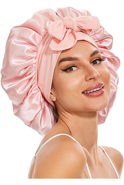 Generic Large Silk Bonnet for Sleeping, Satin Hair Bonnet for Sleeping with T...